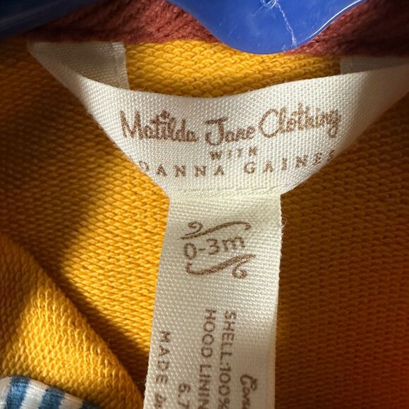 Matilda Jane Joanne Gaines Little Tyke Bodysuit Hood Yellow 0-3 Months Fall - Picture 3 of 3